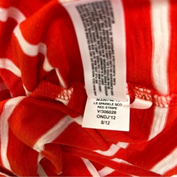 NWT Old Navy Long Sleeve Sparkle Red Stripe Scoop Neck Sequin T Shirt Women Med - Picture 9 of 13